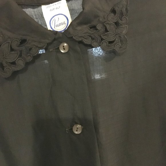 Vintage Black Satin Viennese Blouse - Picture 5 of 14